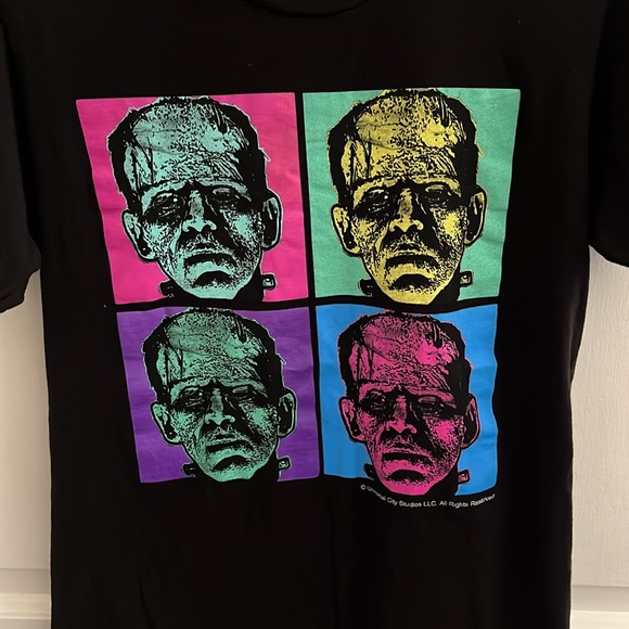 Universal Studios Monsters Black Frankenstein Faces Halloween T-Shirt - Picture 3 of 6
